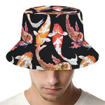 Watercolor Koi Carp Fish Pattern Print Bucket Hat