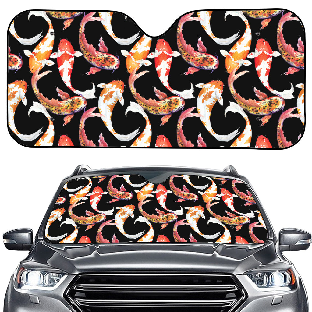 Watercolor Koi Carp Fish Pattern Print Car Windshield Sun Shade