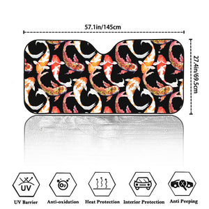 Watercolor Koi Carp Fish Pattern Print Car Windshield Sun Shade