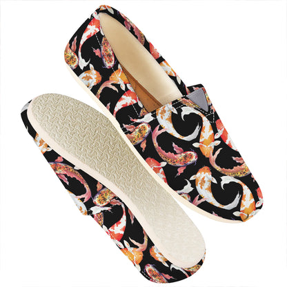 Watercolor Koi Carp Fish Pattern Print Casual Shoes