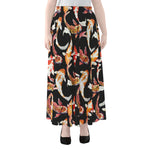 Watercolor Koi Carp Fish Pattern Print Chiffon Maxi Skirt