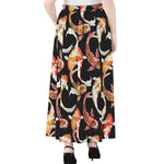 Watercolor Koi Carp Fish Pattern Print Chiffon Maxi Skirt