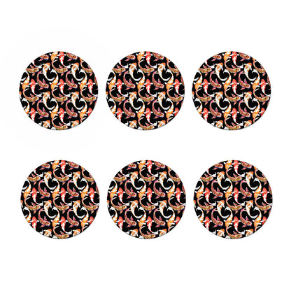 Watercolor Koi Carp Fish Pattern Print Coaster Set