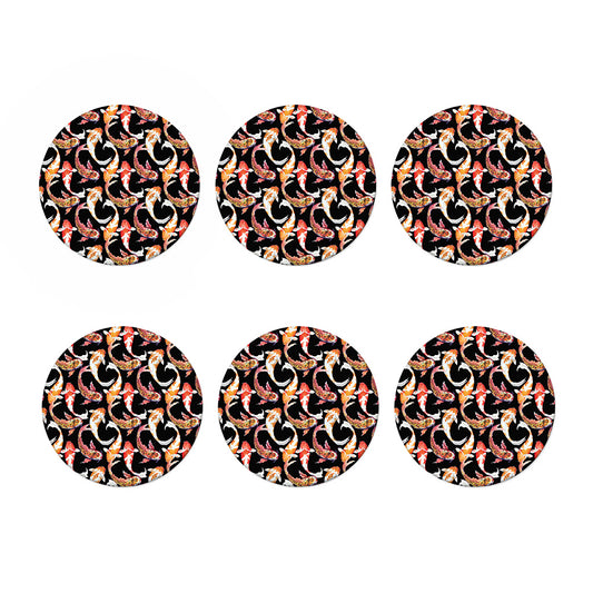 Watercolor Koi Carp Fish Pattern Print Coaster Set