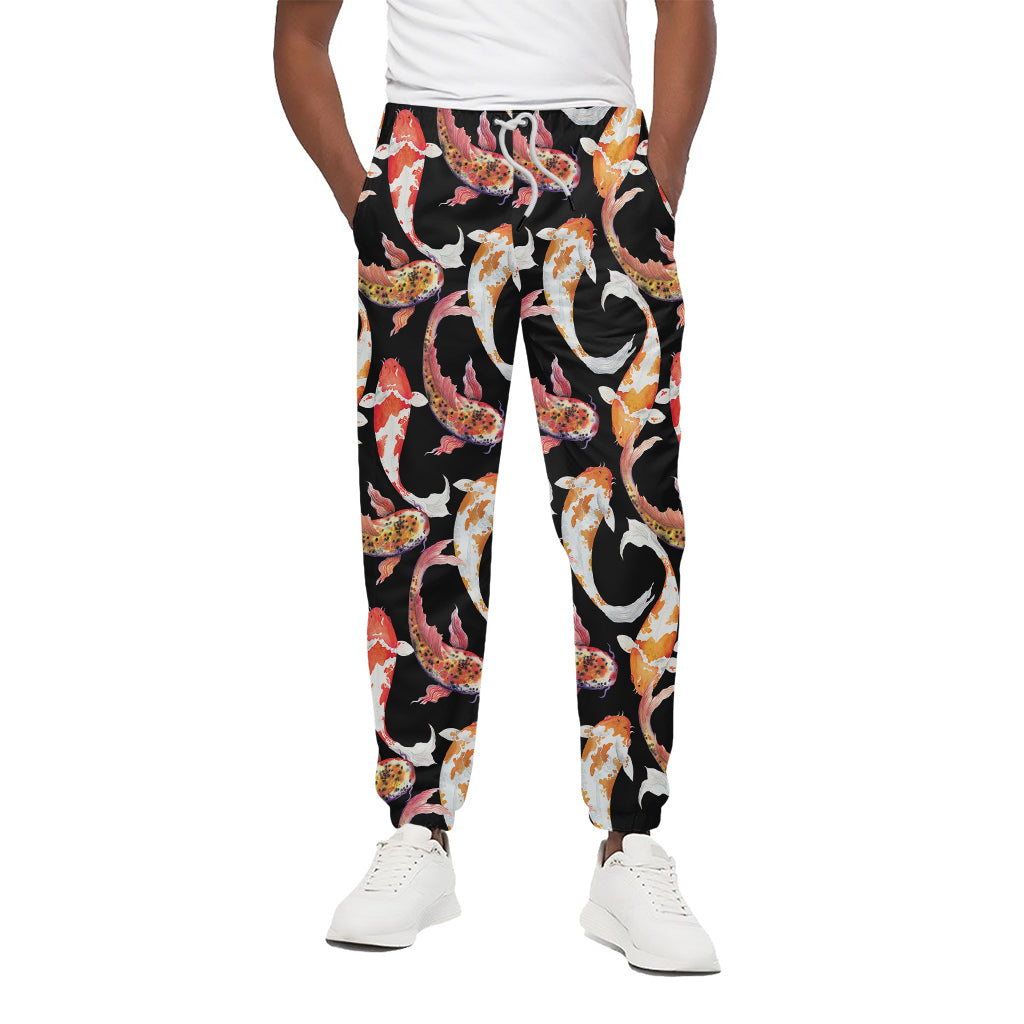 Watercolor Koi Carp Fish Pattern Print Cotton Pants