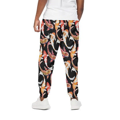 Watercolor Koi Carp Fish Pattern Print Cotton Pants