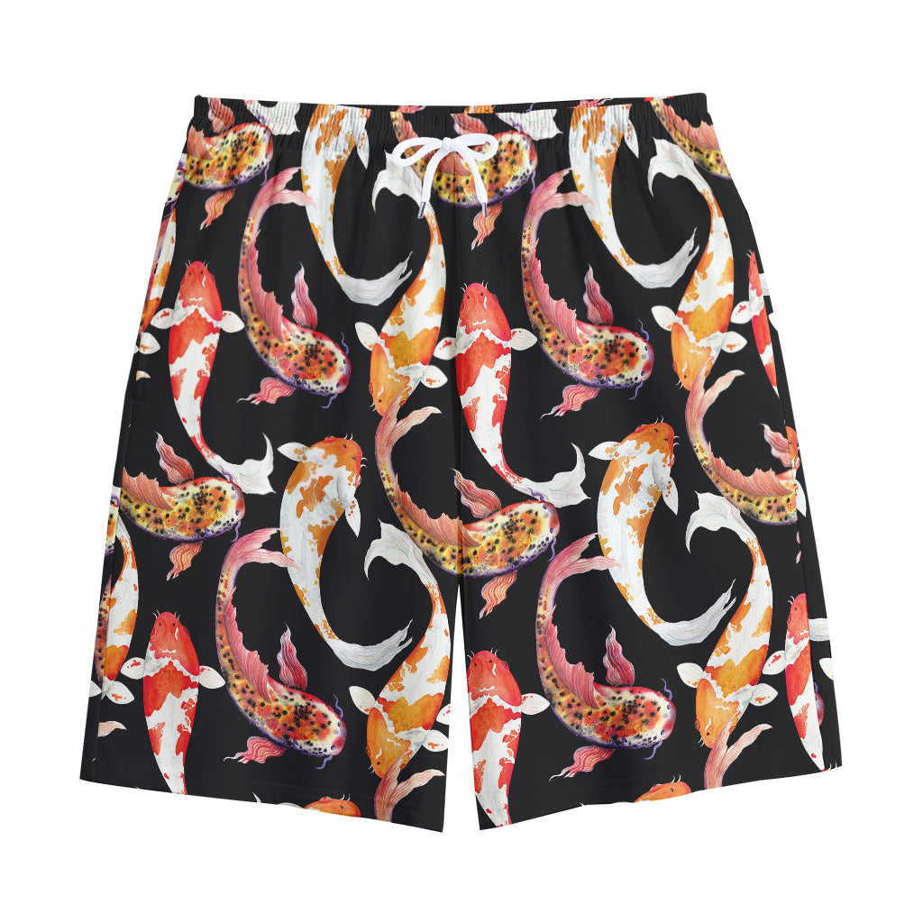 Watercolor Koi Carp Fish Pattern Print Cotton Shorts