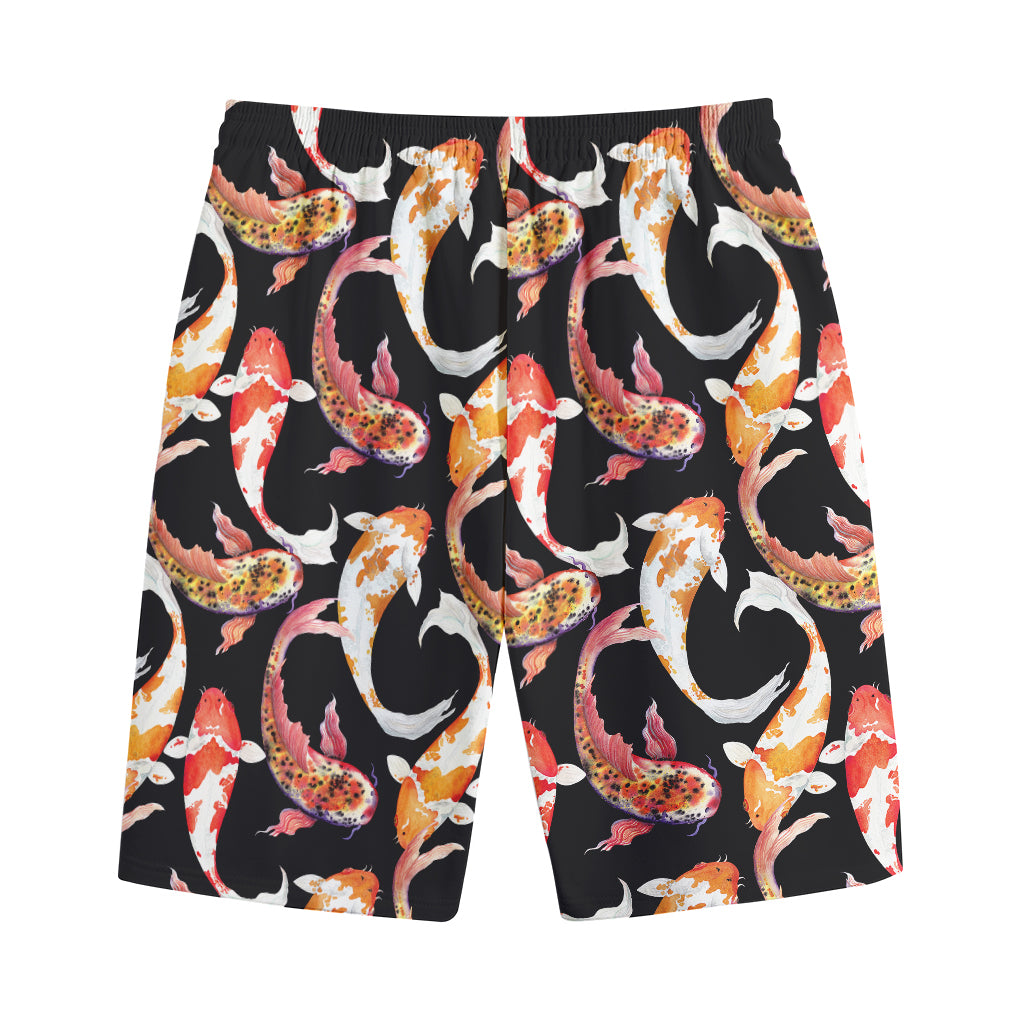 Watercolor Koi Carp Fish Pattern Print Cotton Shorts