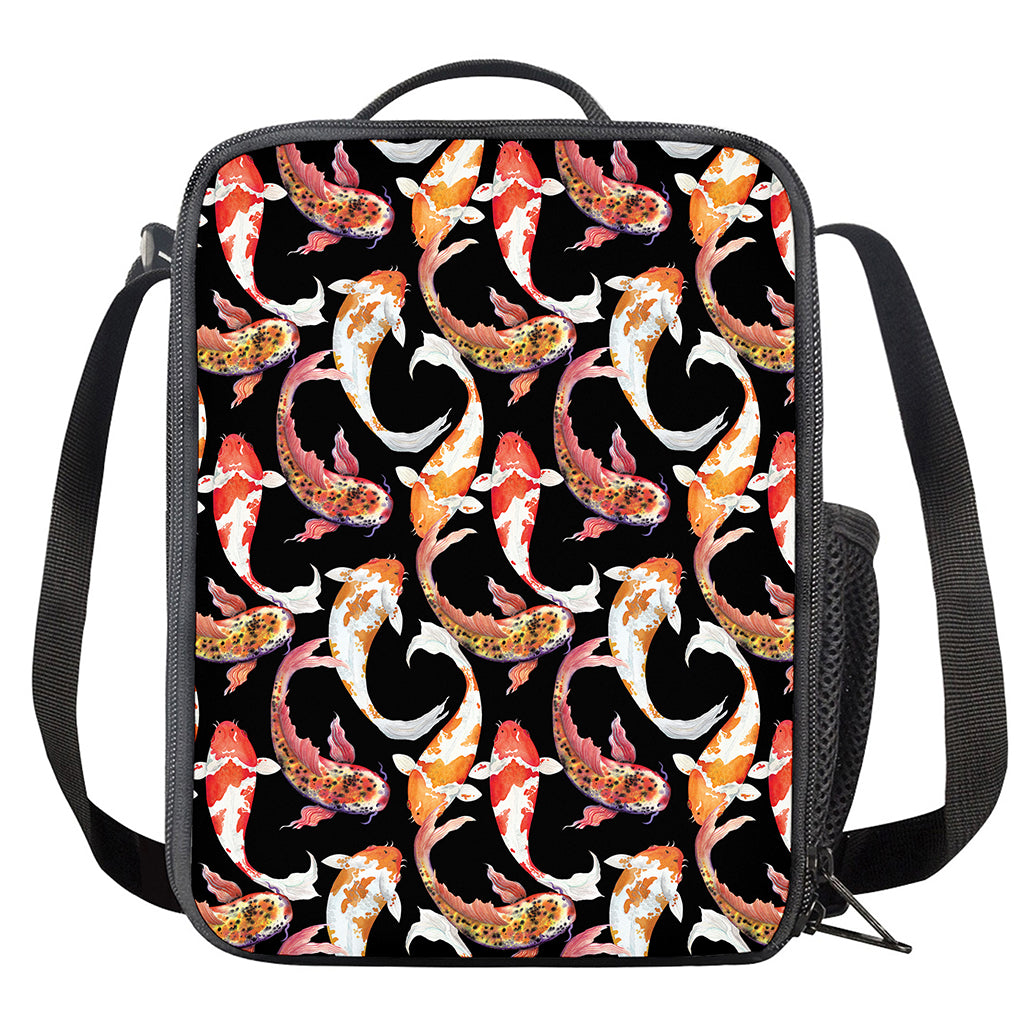 Watercolor Koi Carp Fish Pattern Print Crossbody Lunch Bag