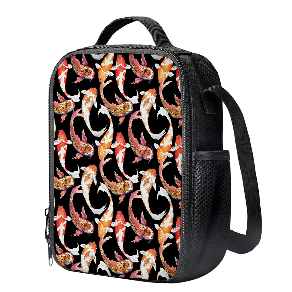 Watercolor Koi Carp Fish Pattern Print Crossbody Lunch Bag