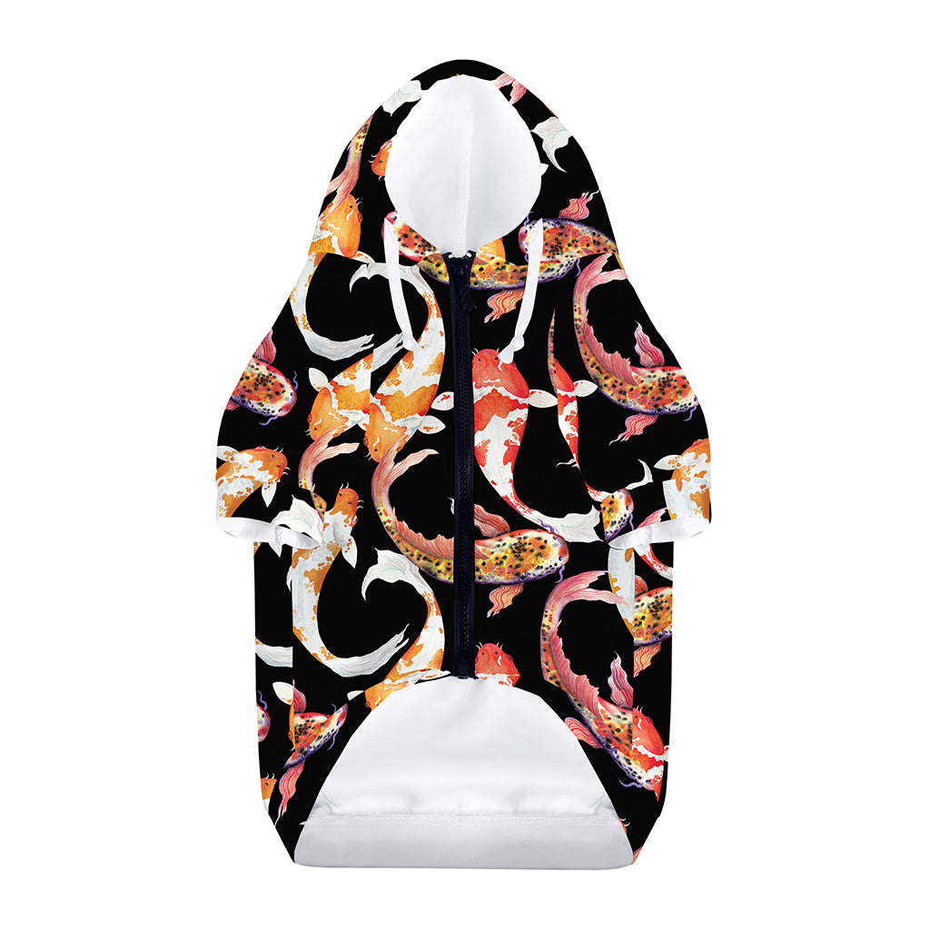 Watercolor Koi Carp Fish Pattern Print Dog Zip Up Hoodie