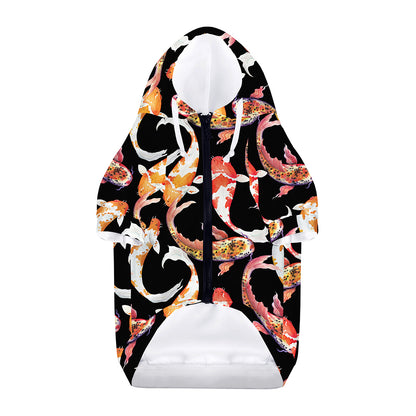 Watercolor Koi Carp Fish Pattern Print Dog Zip Up Hoodie