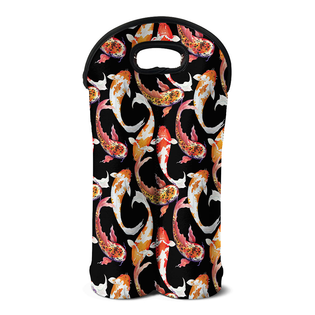 Watercolor Koi Carp Fish Pattern Print Double Neoprene Wine Tote