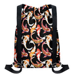 Watercolor Koi Carp Fish Pattern Print Drawstring Backpack