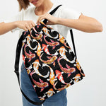 Watercolor Koi Carp Fish Pattern Print Drawstring Backpack