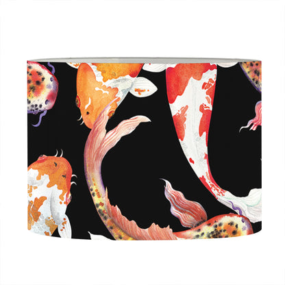 Watercolor Koi Carp Fish Pattern Print Drum Lamp Shade