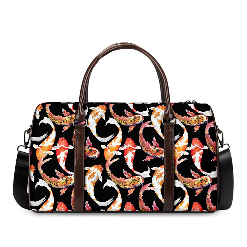 Watercolor Koi Carp Fish Pattern Print Duffle Bag