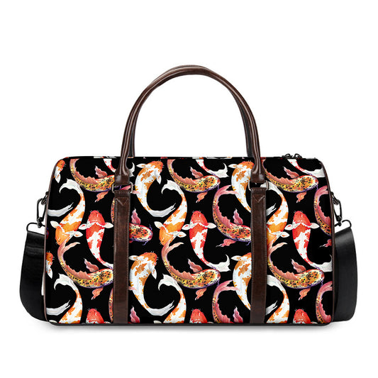 Watercolor Koi Carp Fish Pattern Print Duffle Bag