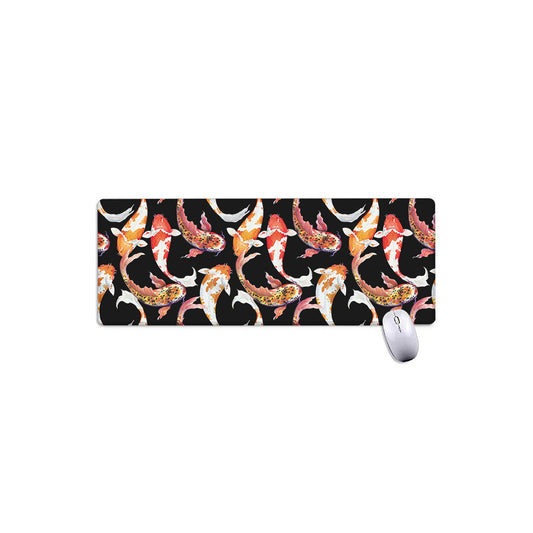 Watercolor Koi Carp Fish Pattern Print Extended Mouse Pad