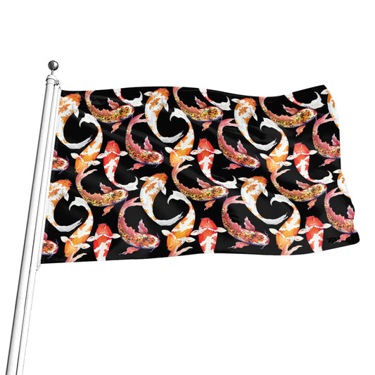 Watercolor Koi Carp Fish Pattern Print Flag