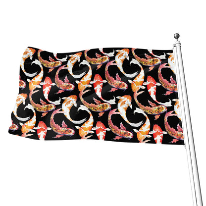 Watercolor Koi Carp Fish Pattern Print Flag