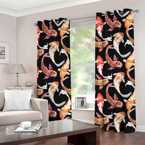 Watercolor Koi Carp Fish Pattern Print Grommet Curtains