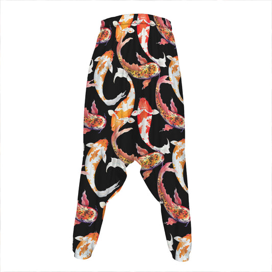Watercolor Koi Carp Fish Pattern Print Hammer Pants