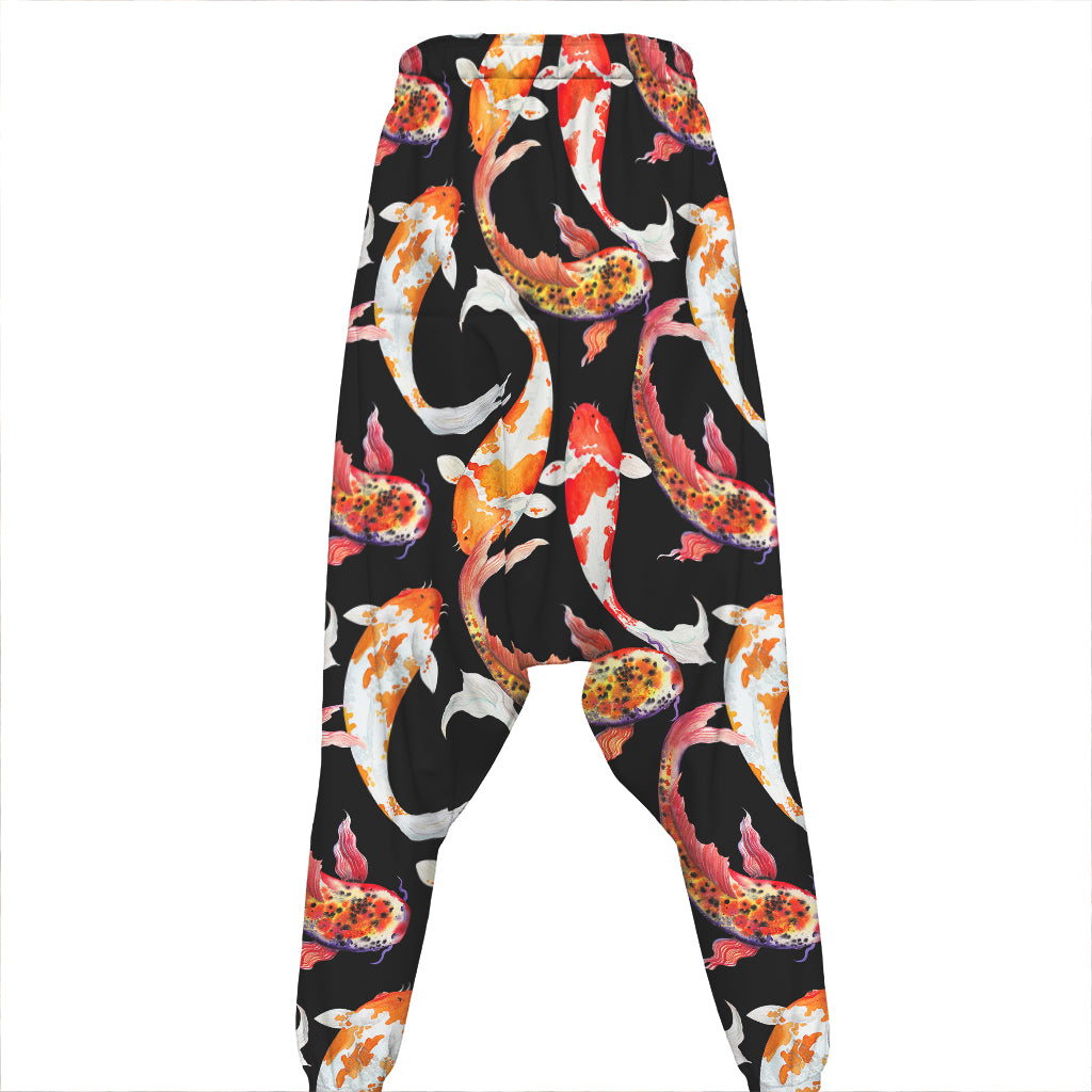 Watercolor Koi Carp Fish Pattern Print Hammer Pants