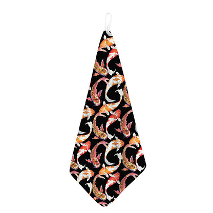 Watercolor Koi Carp Fish Pattern Print Hand Towel