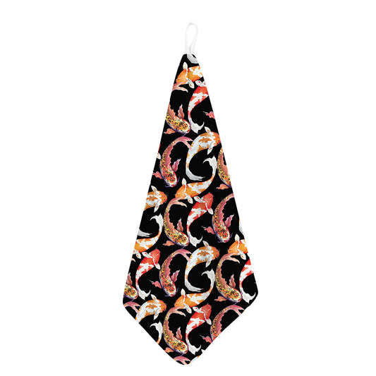 Watercolor Koi Carp Fish Pattern Print Hand Towel