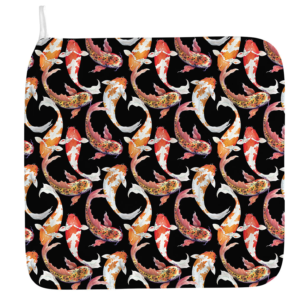 Watercolor Koi Carp Fish Pattern Print Hand Towel