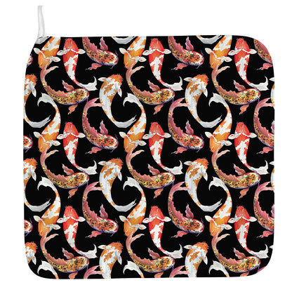 Watercolor Koi Carp Fish Pattern Print Hand Towel