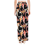 Watercolor Koi Carp Fish Pattern Print High Slit Maxi Skirt