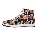 Watercolor Koi Carp Fish Pattern Print High Top Leather Sneakers