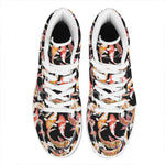 Watercolor Koi Carp Fish Pattern Print High Top Leather Sneakers