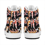 Watercolor Koi Carp Fish Pattern Print High Top Leather Sneakers