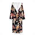Watercolor Koi Carp Fish Pattern Print Hooded Bathrobe