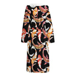 Watercolor Koi Carp Fish Pattern Print Hooded Bathrobe