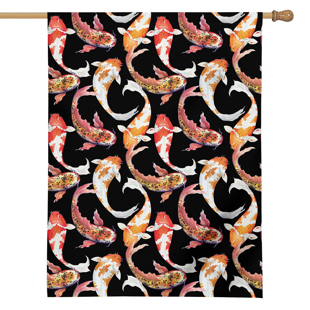Watercolor Koi Carp Fish Pattern Print House Flag