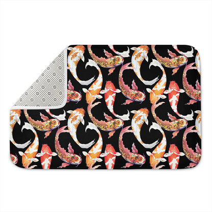 Watercolor Koi Carp Fish Pattern Print Indoor Door Mat