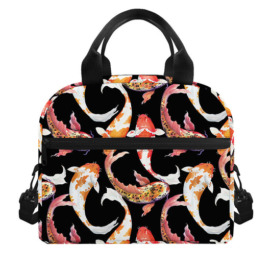 Watercolor Koi Carp Fish Pattern Print Insulated Lunch Bag