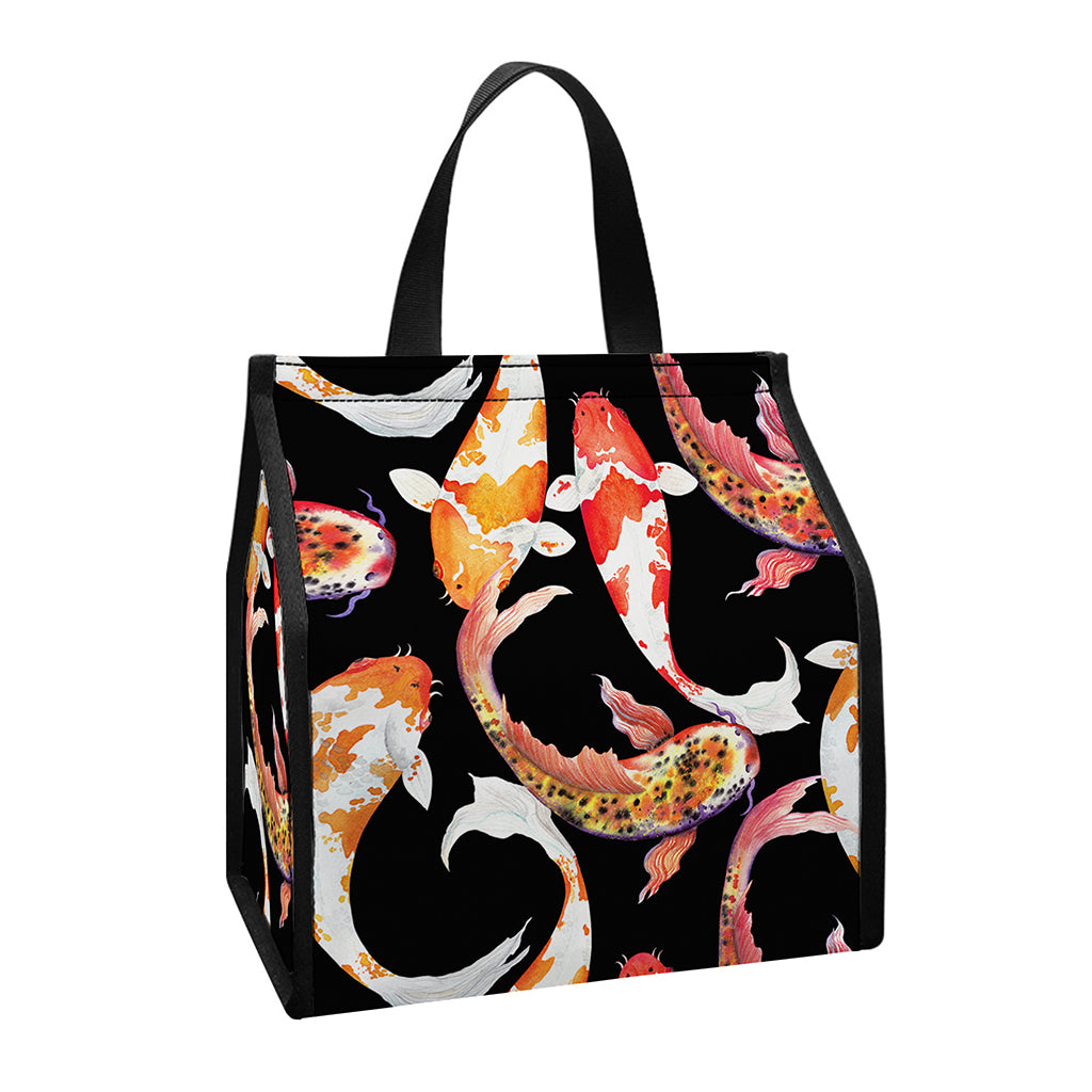 Watercolor Koi Carp Fish Pattern Print Insulated Lunch Tote