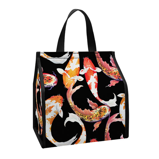 Watercolor Koi Carp Fish Pattern Print Insulated Lunch Tote