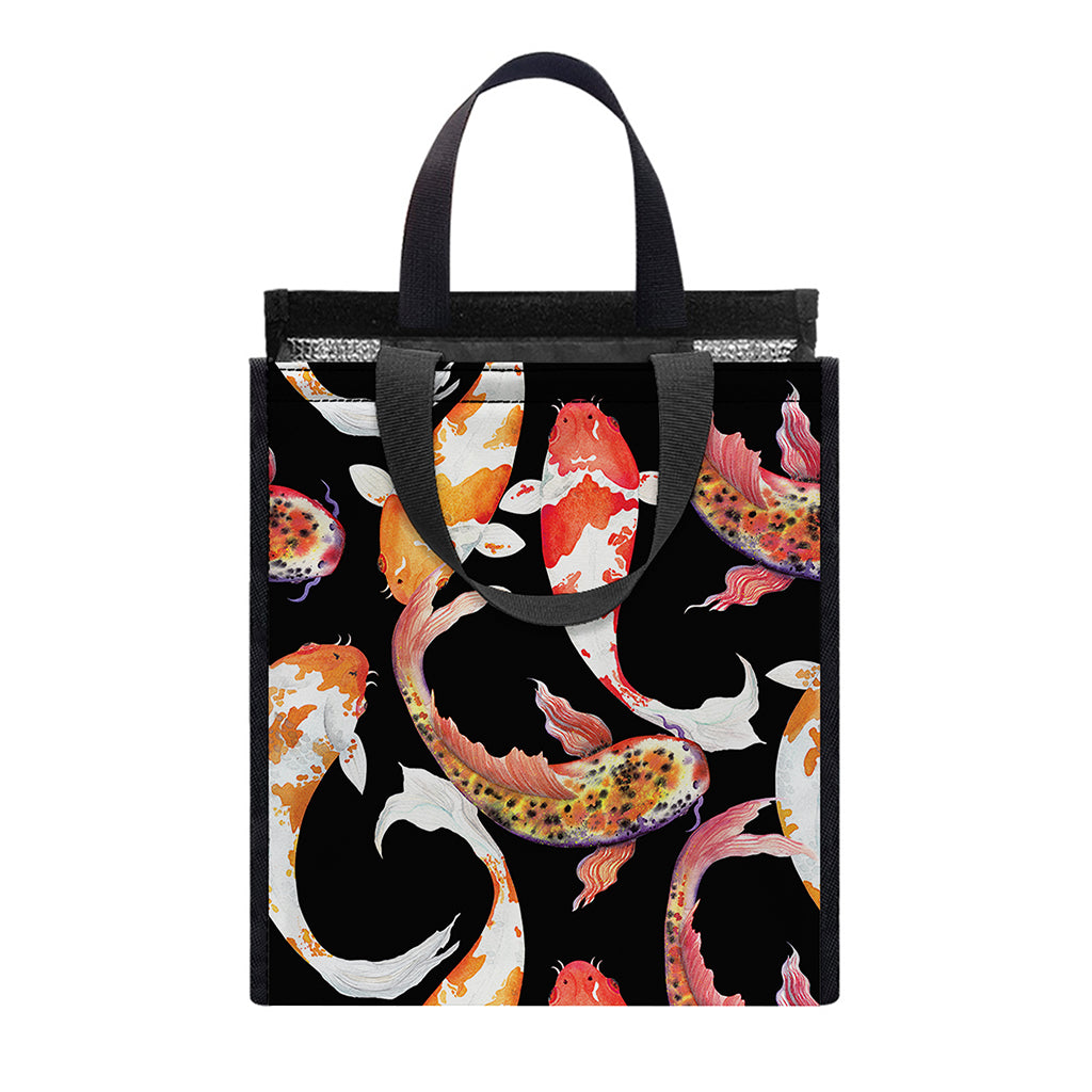 Watercolor Koi Carp Fish Pattern Print Insulated Lunch Tote
