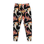 Watercolor Koi Carp Fish Pattern Print Jogger Pants