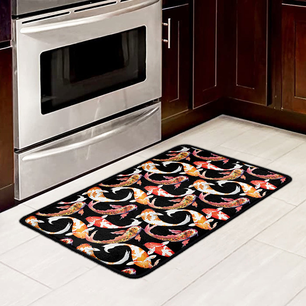 Watercolor Koi Carp Fish Pattern Print Kitchen Mat