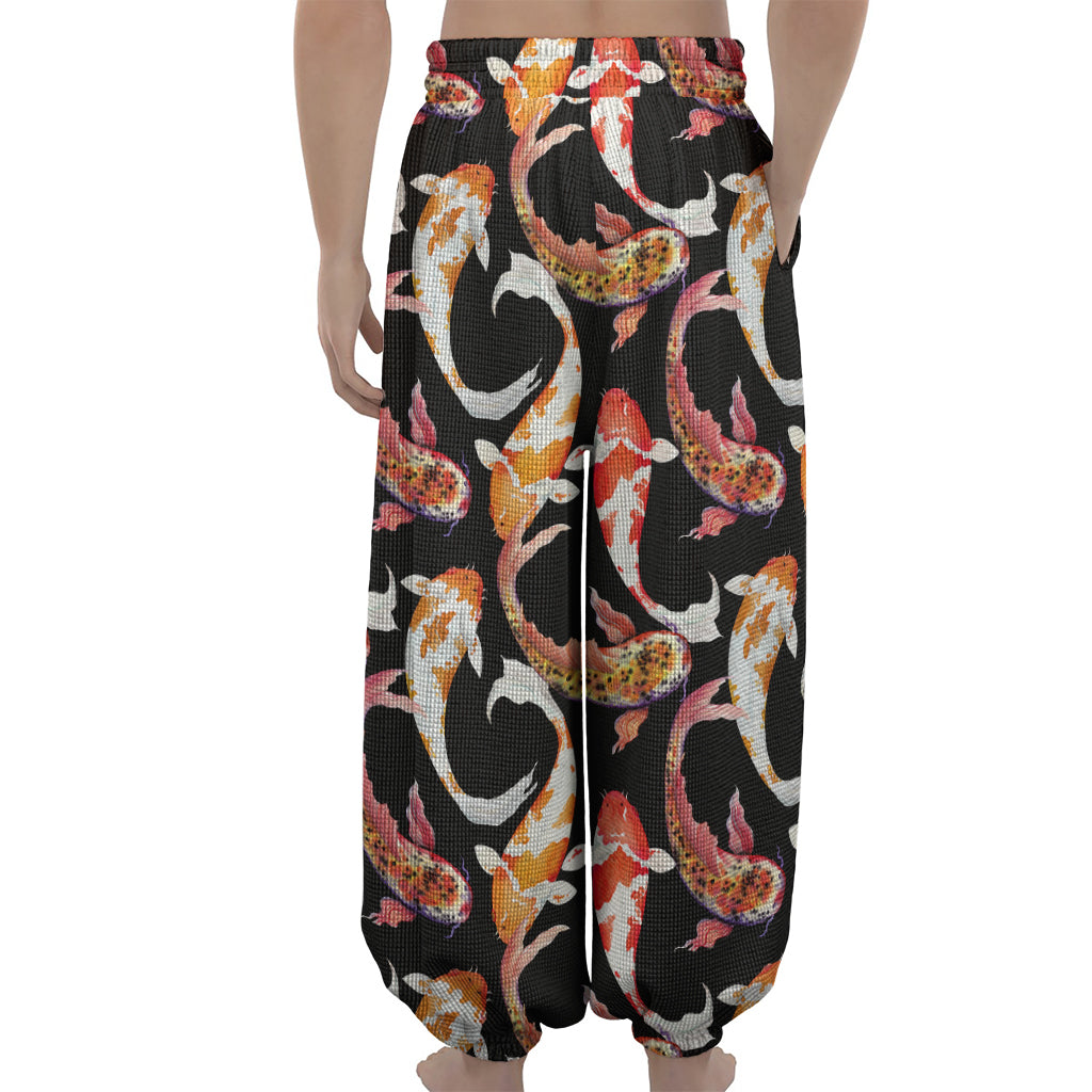 Watercolor Koi Carp Fish Pattern Print Lantern Pants