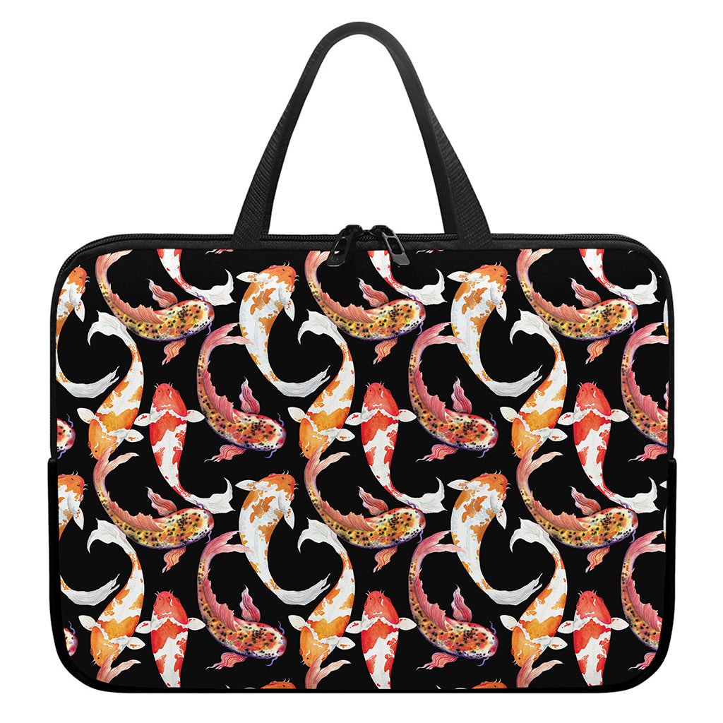 Watercolor Koi Carp Fish Pattern Print Laptop Sleeve With Handle