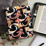 Watercolor Koi Carp Fish Pattern Print Leather Bible Cover