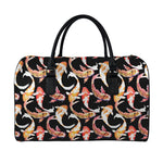 Watercolor Koi Carp Fish Pattern Print Leather Duffle Bag